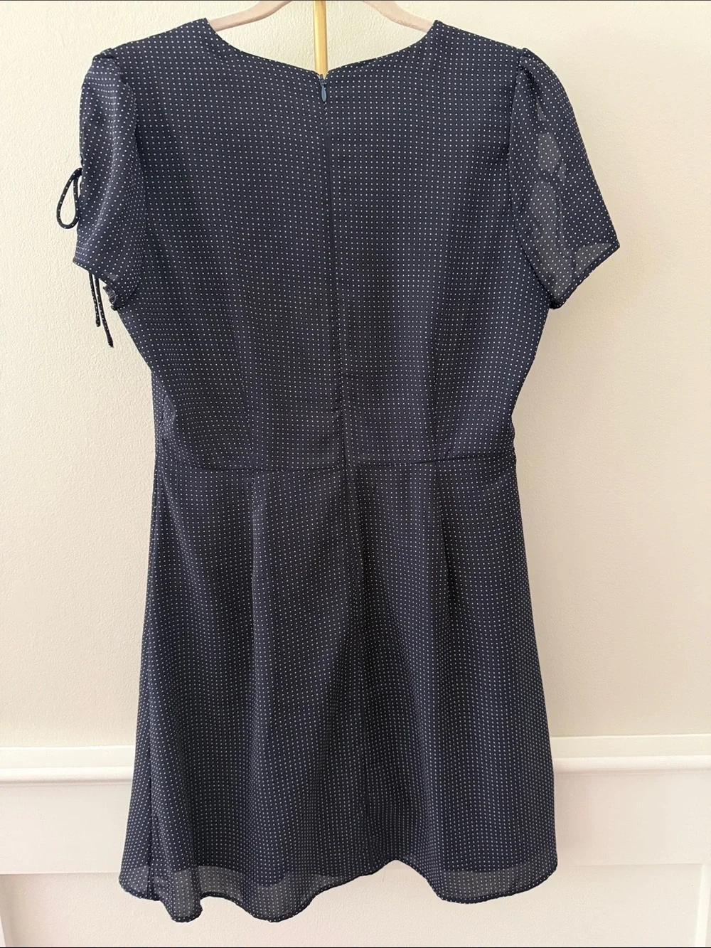 J. Crew Navy Microdot V-Neck Dress Size 6